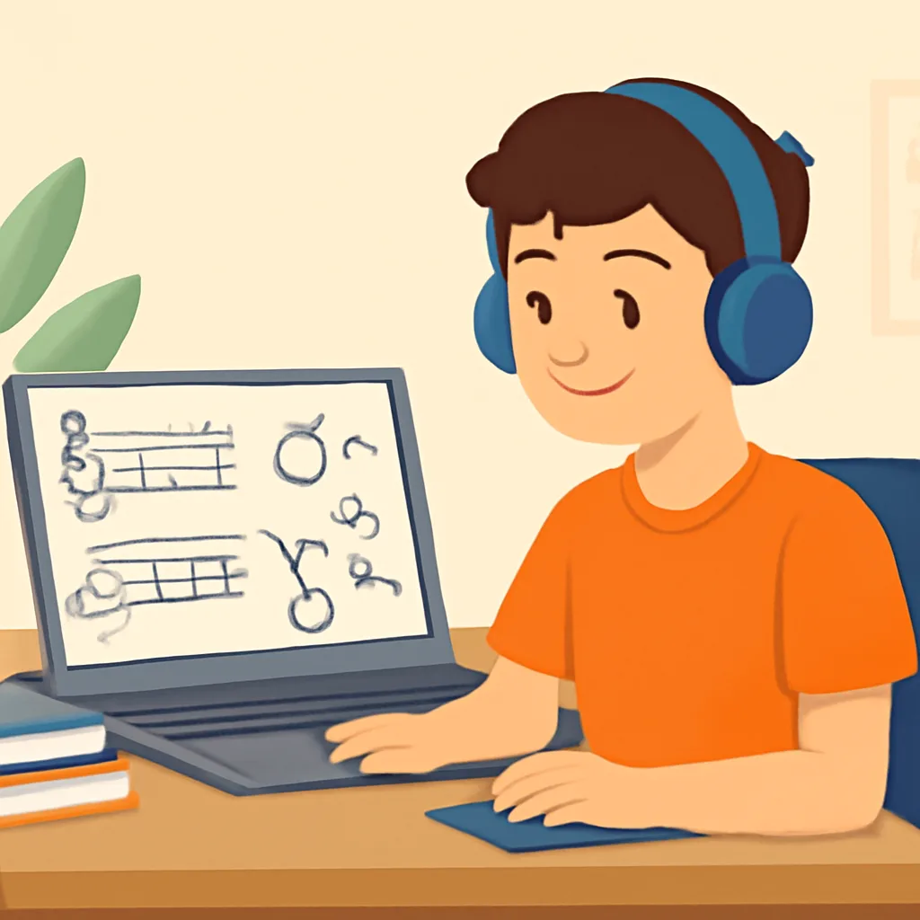 Paauglys mokosi internetu chemijos ir muzikos pamokoms draugiškoje aplinkoje